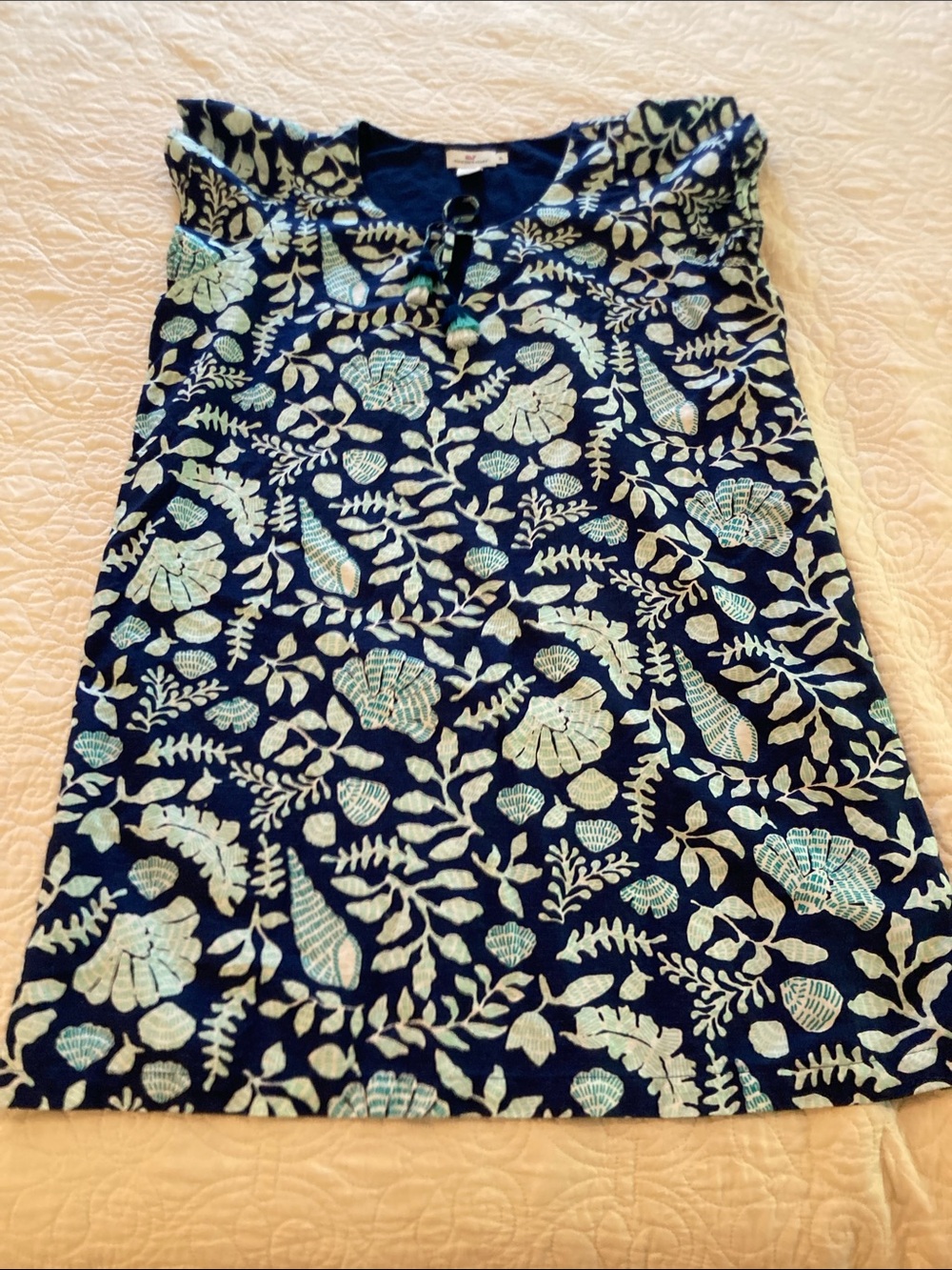 Vineyard Vines Navy Dress with Aqua Floral Print